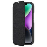 QDOS Hybrid Fold iPhone 14 / 13 Wallet Case Magsafe Clear / Black - FIXgenie